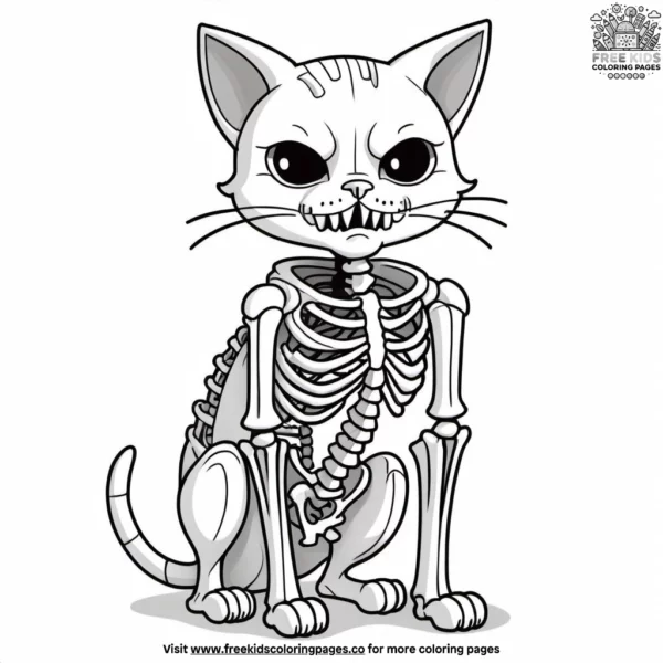 Cat dressed in a skeleton costume.