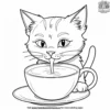 Cat enjoying a warm cup of milk.