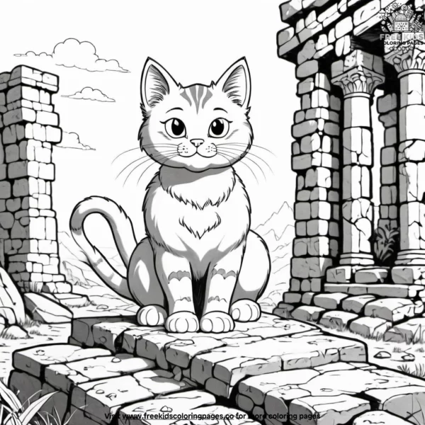 Cat exploring an ancient ruin.