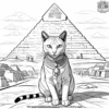 Cat Exploring Pyramids Coloring Pages.