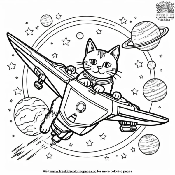 Cat flying a spaceship.