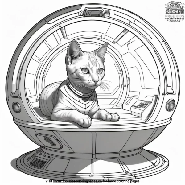 Cat in a futuristic space.