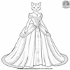 Cat in a luxurious gown, attending a royal event.