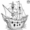 Cat on a ship Coloring pages.