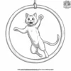 Cat jumping through a hoop, body in mid-air.