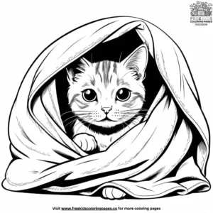 Cat playfully hiding under a blanket, with just its eyes peeking out.