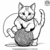 Cat Pouncing on Yarn Coloring Pages