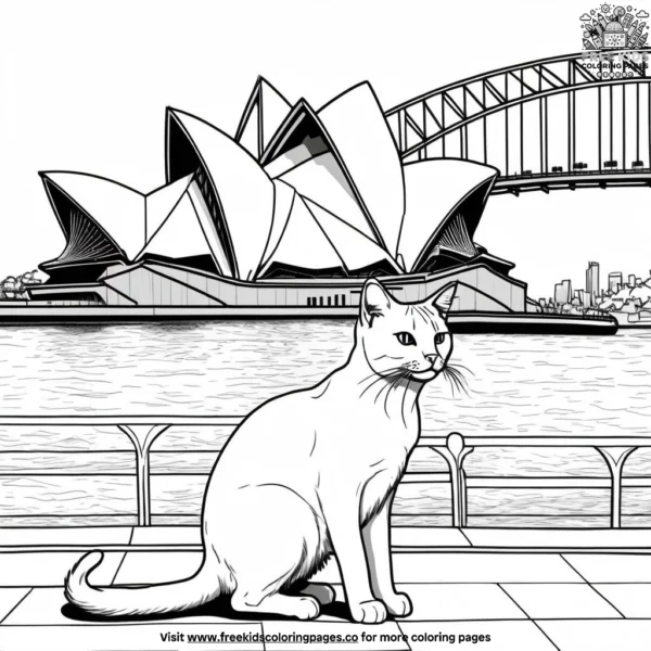 Cat visiting the sydney opera house.