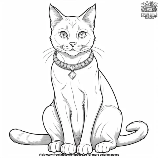 Kitten with jeweled collar coloring pages