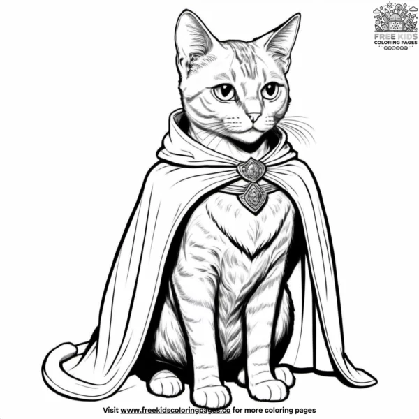 Cat with a royal cape, looking noble.