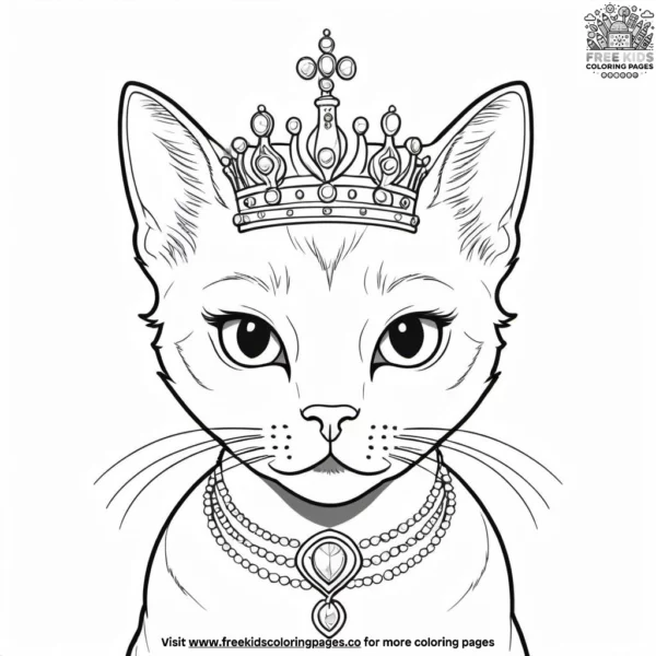 Cat with royal tiara coloring pages