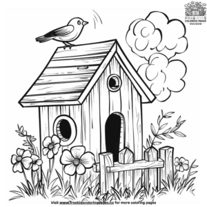 Charming birdhouse coloring pages