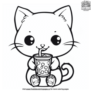 Charming boba cat coloring pages for creative kids