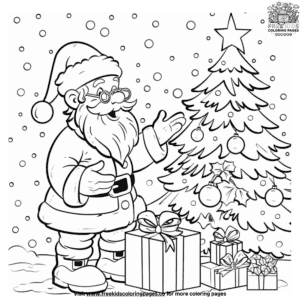 Creative santa and christmas tree coloring pages