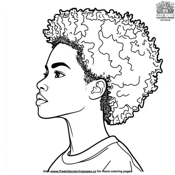 Thick afro hair coloring pages