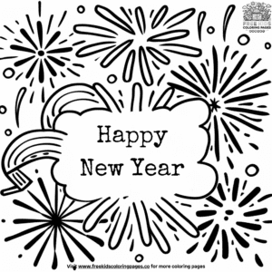 Exciting Happy New Year Coloring Pages