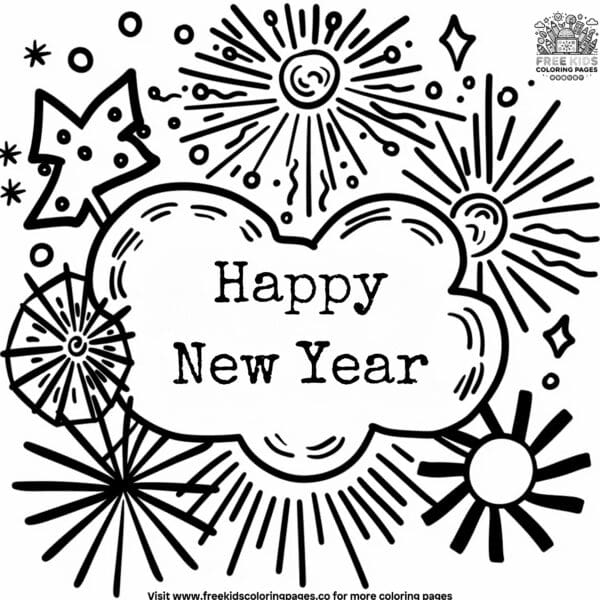 Vibrant new year coloring pages