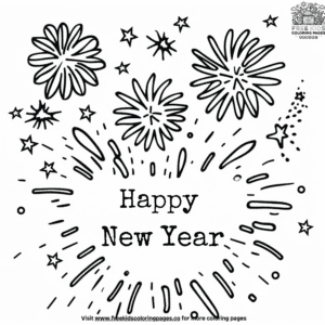 Joyful new year coloring pages for beginners