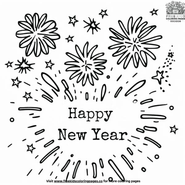 Joyful new year coloring pages for beginners