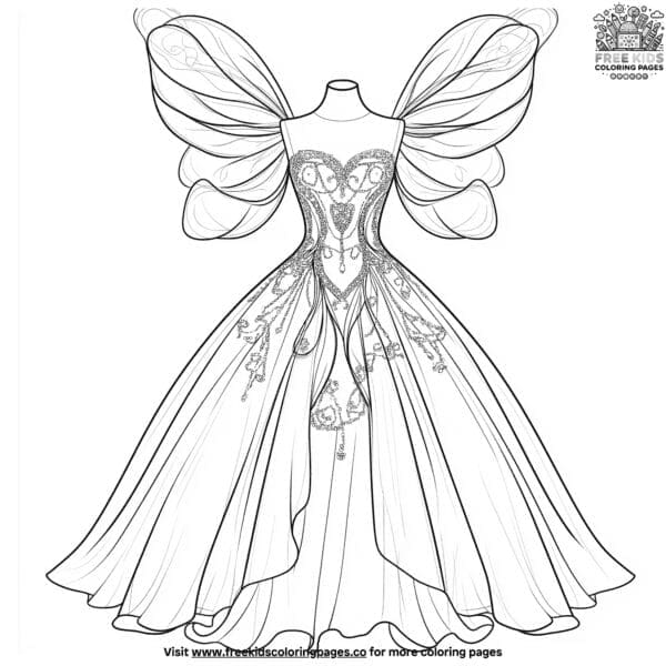 Fairy princess dress coloring pages