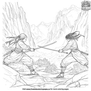 Fighting Girl Ninjas Coloring Pages