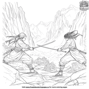 Fighting girl ninjas coloring pages