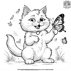 Fluffy Cat Playfully Batting at a Butterfly.