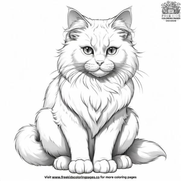 Fluffy cat with bushy tail coloring pages