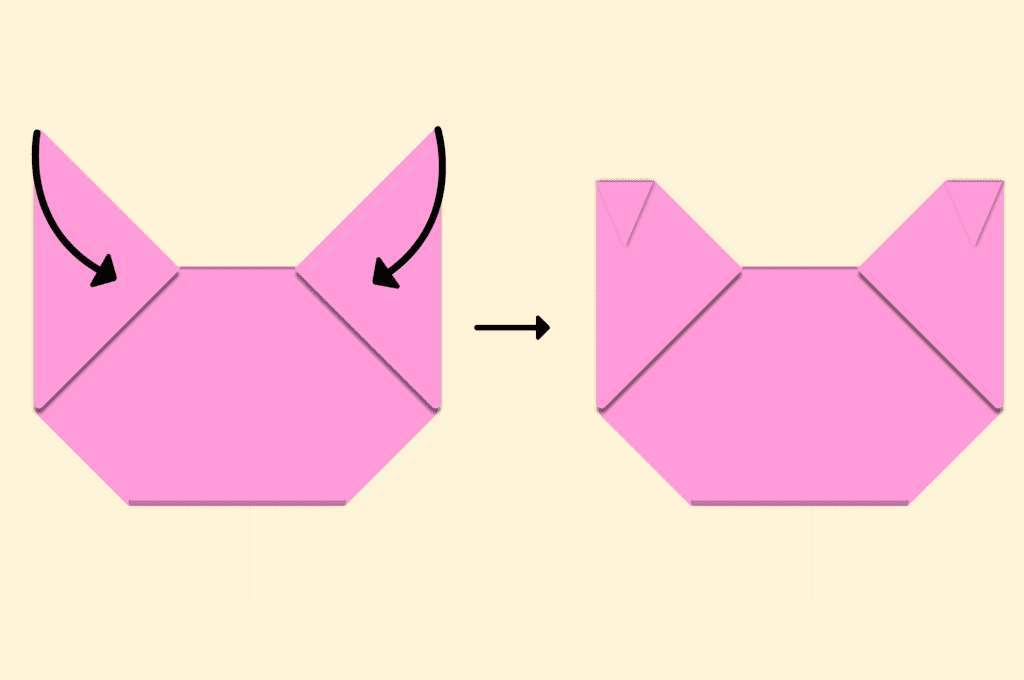 Fold the top left and right corners down a little