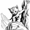 Kitten climbing a steep mountain.