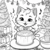 Kitten enjoying a festive party, with music and fun.