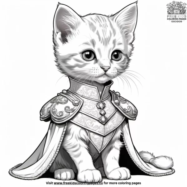 Cat in regal outfit coloring pages