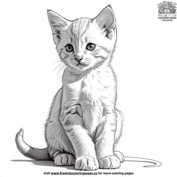 Kitten in regal pose coloring pages