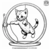 Kitten jumping through a hoop.