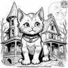 Kitten on a daring adventure in a haunted house.