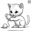 Kitten Playing with Toy Mouse Coloring Pages