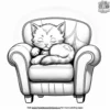 Kitten sleeping in a soft, plush chair.