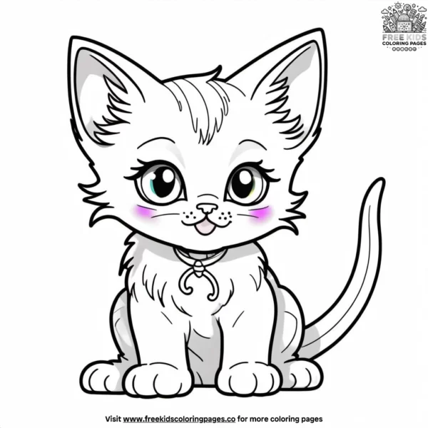 Kitten with rainbow tail coloring pages