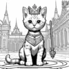 Kitten with a royal scepter, in a grand palace.