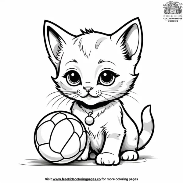 Kitten with a sweet expression, playing with a ball.