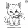 Kitten with a sweet smile, playing with a ribbon.