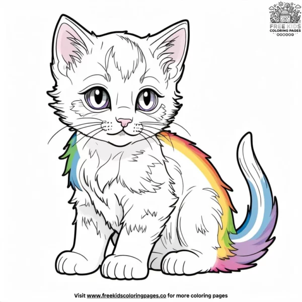 Kitten with rainbow-colored fur, looking vibrant.