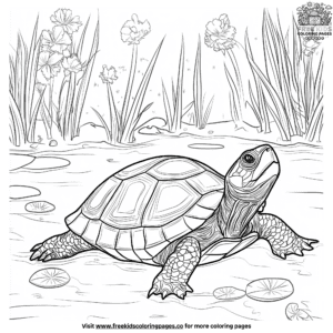 Lifelike pond turtle coloring pages