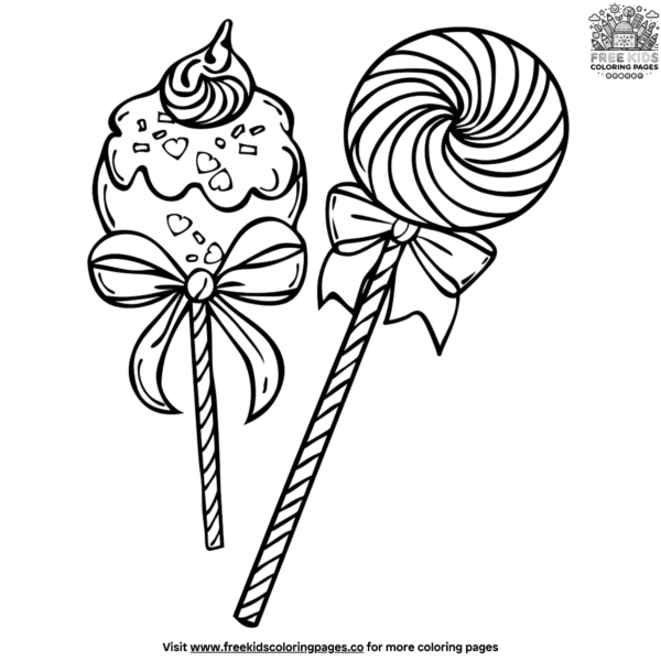 Lollipop candy coloring pages for kids