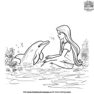 Magical Barbie Dolphin Coloring Pages