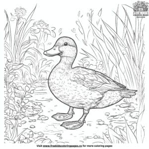 Mallard Duck In A Garden Coloring Pages