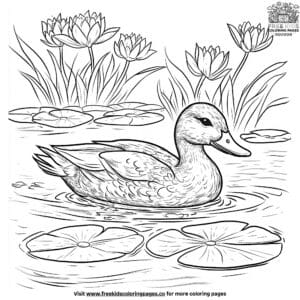 Mallard Duck On The Lake Coloring Pages