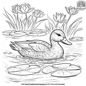 Mallard duck on the lake coloring pages