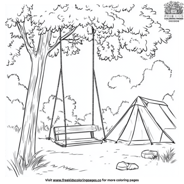 Playground camping coloring pages