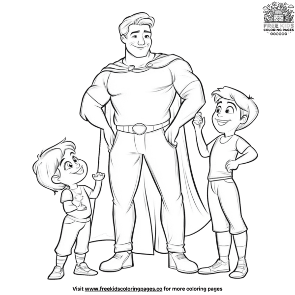 Powerful superhero dad coloring pages